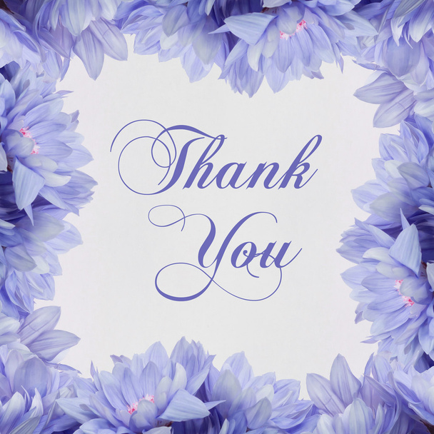 Thank you flowers decoration , floral frame and beautiful handwriting - Foto, afbeelding