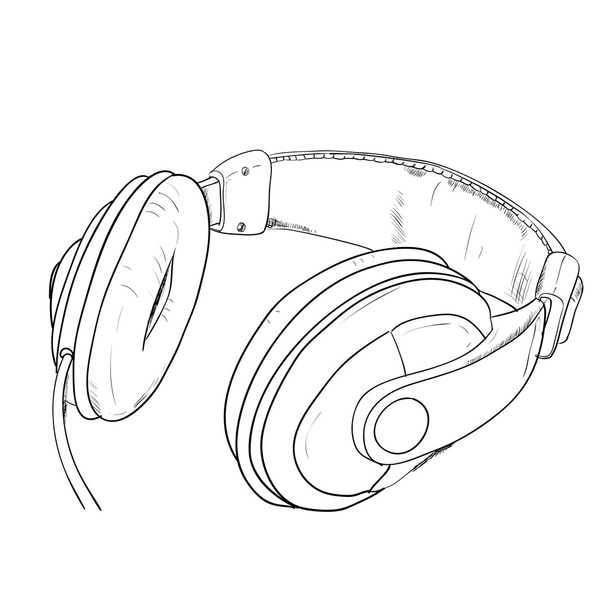 Hand drawn headphones - Διάνυσμα, εικόνα