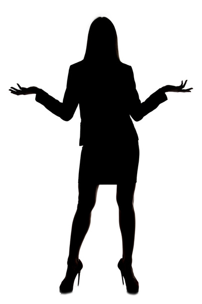 Φωτογραφία γυναικεία σιλουέτα με ανοιχτό χέρια - Φωτογραφία, εικόνα