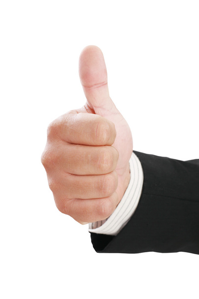 Thumbs up man's hand isolated on white background. Business man - Photo, Image