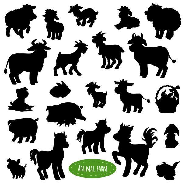 Farm állatok díszletbe (sertés, tehén, ló, kecske, juh, ra - Vektor, kép