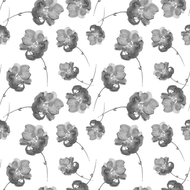 Безшовні акварельні сірі квіти
. - Фото, зображення
