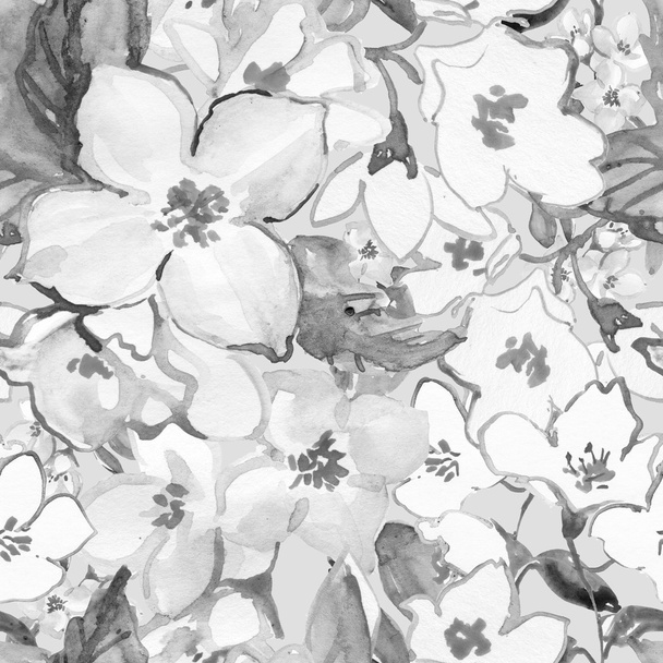 Naadloze aquarel grijs bloemen. - Foto, afbeelding