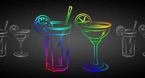 Set of alcoholic cocktails illustration - Photo, Image