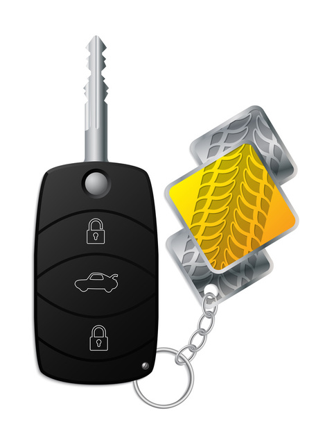 Car remote with tire tread keyholder - Vector, afbeelding