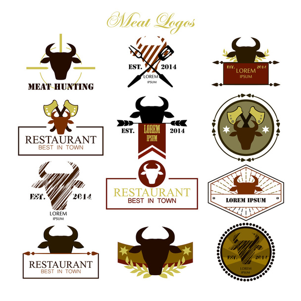 Meat logos, badges, labels and design elements - Vector, Image