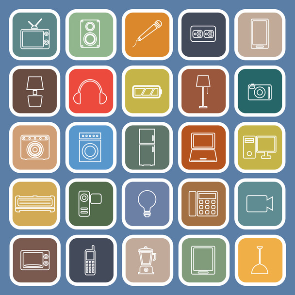 Electrical machine line flat icons on blue background - Vector, Image