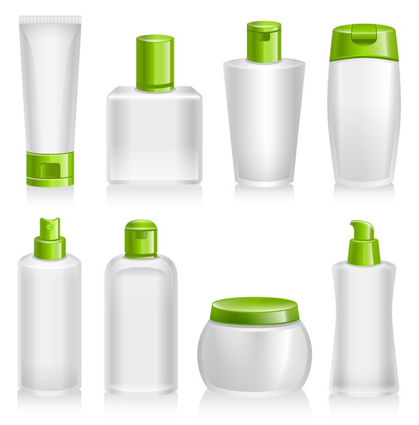Produtos cosméticos, orgânicos, naturais, recipientes de produtos
 - Vetor, Imagem