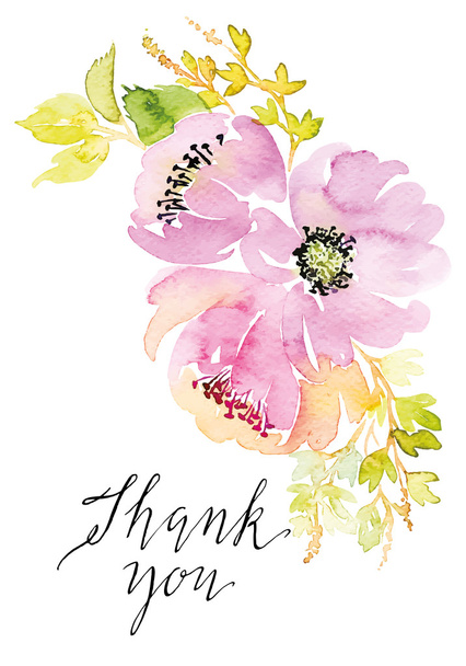 Watercolor greeting card flowers. - ベクター画像