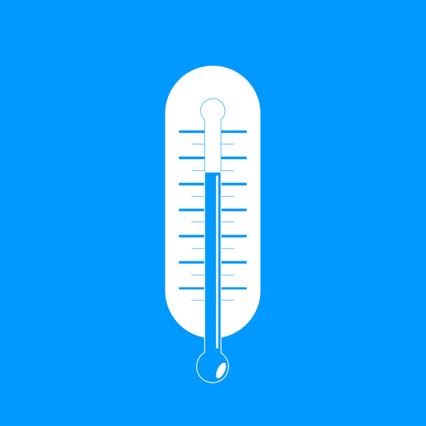 flacher Stil mit langen Schatten, Thermometer-Vektorsymbol-Illustration. - Vektor, Bild