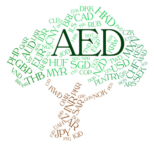 AED valuta jelzi, Egyesült Arab Emírségek és pénznemek - Fotó, kép