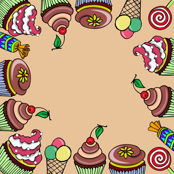 Card with sweet-stuff - Vector, Image