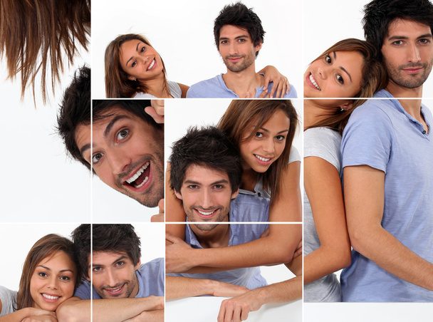 Happy man and woman, photo-montage - Foto, Imagen