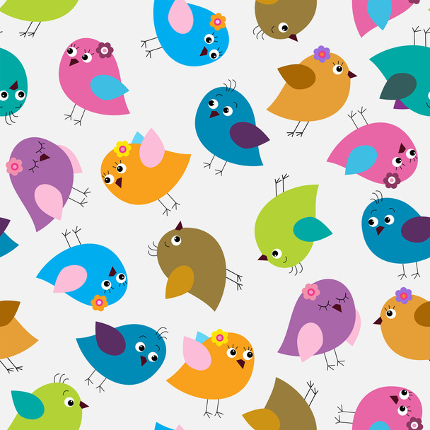 Seamless pattern with bright cute birds - Вектор,изображение