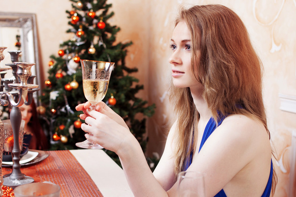 Portrait of cheerful girls at the Cristmas party - 写真・画像