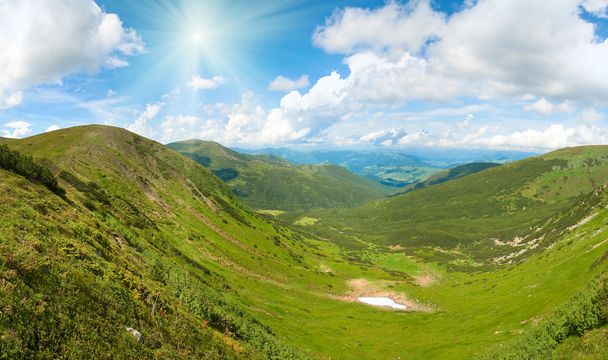 Summer mountain meadow panorama - Φωτογραφία, εικόνα
