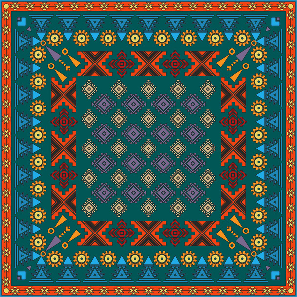 Vintage bandanna with colorful ornate patterns - Vector, Image