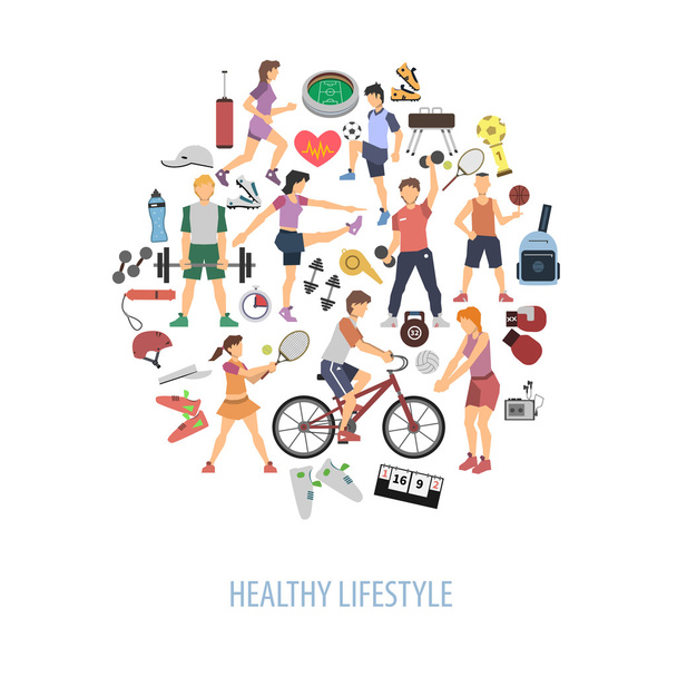 Healthy Lifestyle Concept - Vettoriali, immagini