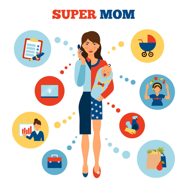 Businesswoman Mother Concept - Vector, Image