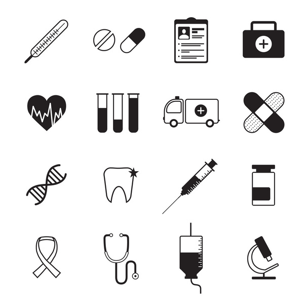 Medicine icons set black - Vector, Imagen