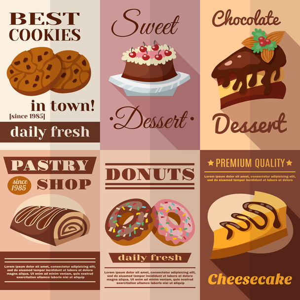 conjunto de cartaz de pastelaria
 - Vetor, Imagem