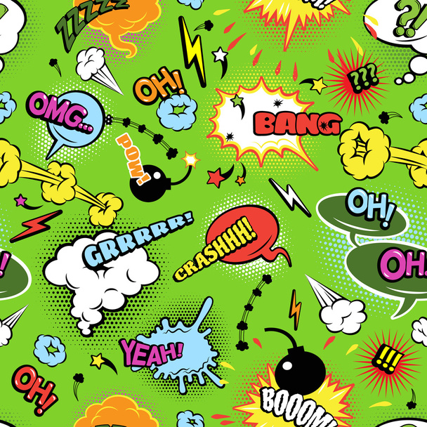 Colorful comics seamless bubbles pattern  - Vector, Image