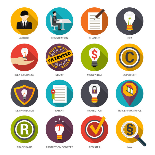 Iconos de protección de ideas de patentes
 - Vector, Imagen