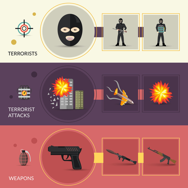 Set de Banners de Terrorismo
 - Vector, imagen