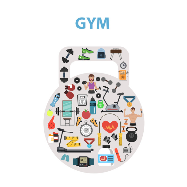 Gym Concept Flat - Wektor, obraz