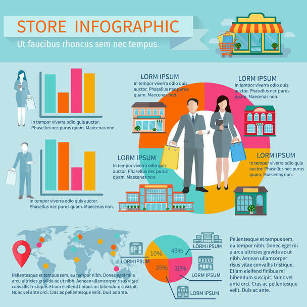 Stores infographic set - Wektor, obraz