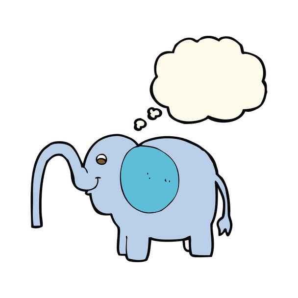 cartoon elephant squirting water with thought bubble - Vector, Image