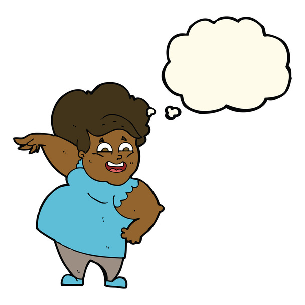 Karikatur übergewichtige Frau mit Gedankenblase - Vektor, Bild