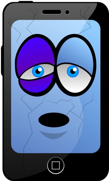 Побежденный смартфон мультфильма
 - Вектор,изображение