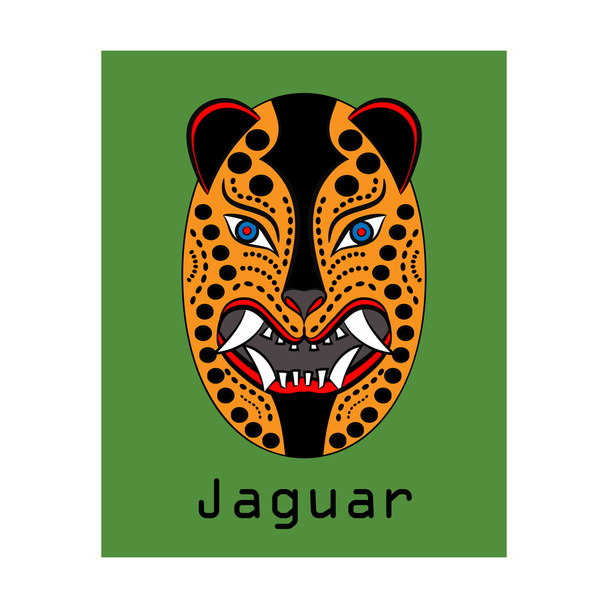Плакат ягуара ацтеков древней Мексики
 - Вектор,изображение