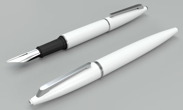 white fountain pens mockup on bright bacground - Zdjęcie, obraz