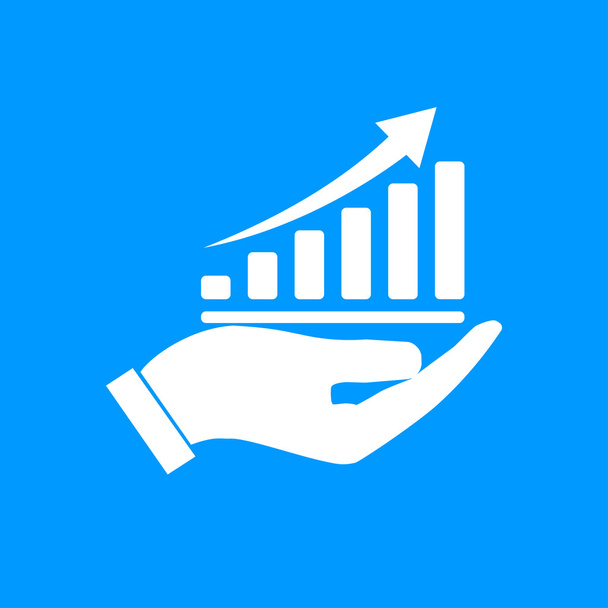 chart icon with hand, vector illustration. Flat design style. - Vector, Image