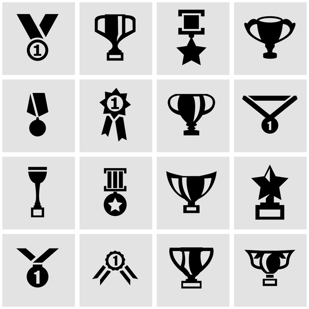 Conjunto de iconos de trofeo y premios Vector negro
 - Vector, imagen