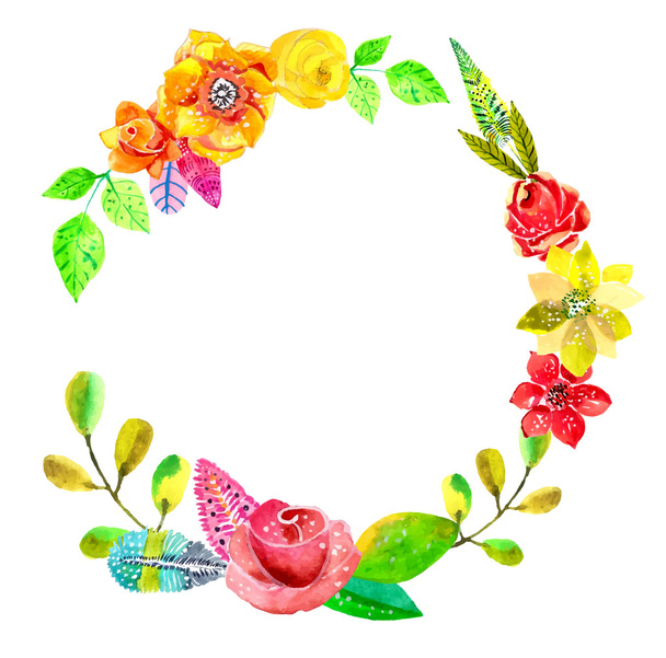 Flower watercolor wreath for beautiful design - Vetor, Imagem
