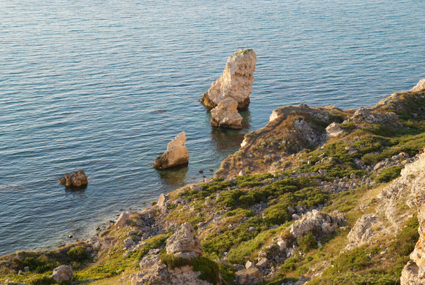 A coastline with many big rocks. - Foto, Imagem