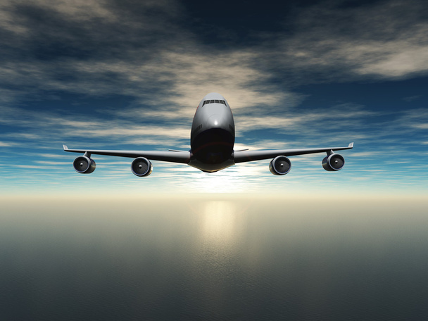 Letadlo letí nad oceánem - Fotografie, Obrázek