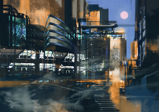 ville futuriste de science-fiction
 - Photo, image