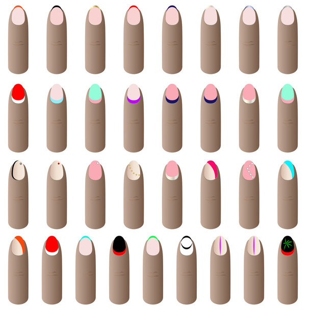Βερνίκι νυχιών σε διάφορα χρώματα μόδας  - Διάνυσμα, εικόνα