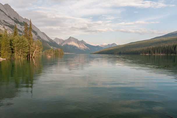 Малинье озеро в национальном парке Джаспер, Альберта, Канада - общ.
  - Фото, изображение