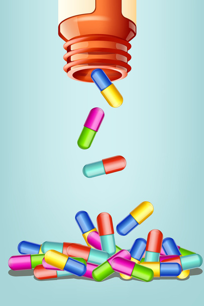 pills with bottle - Vector, imagen