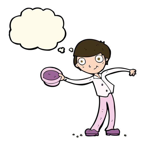 kreslený muž sklopný klobouk s myšlenkovou bublinou - Vektor, obrázek