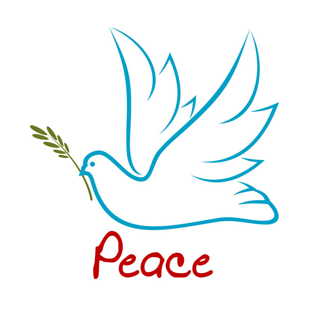 Paloma voladora de la paz con ramita verde
 - Vector, imagen
