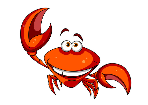 Happy smiling red cartoon crab - Vector, Image