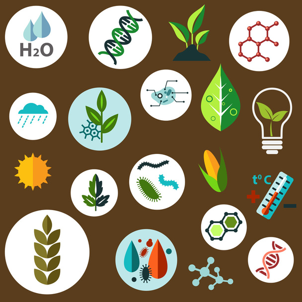 Science and agronomic research flat icons - Διάνυσμα, εικόνα
