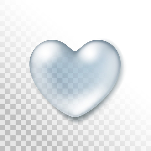 Vector Realistic Water Heart Drop Isolated - Vector, Image