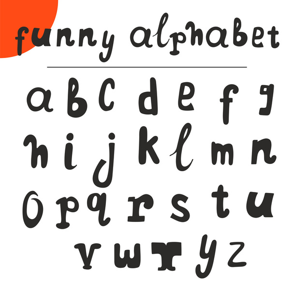 Alfabeto desenhado à mão engraçado. Fonte vetorial
 - Vetor, Imagem